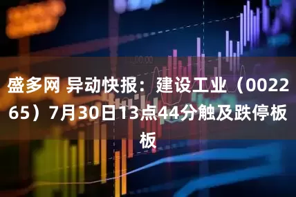 盛多网 异动快报：建设工业（002265）7月30日13点44分触及跌停板
